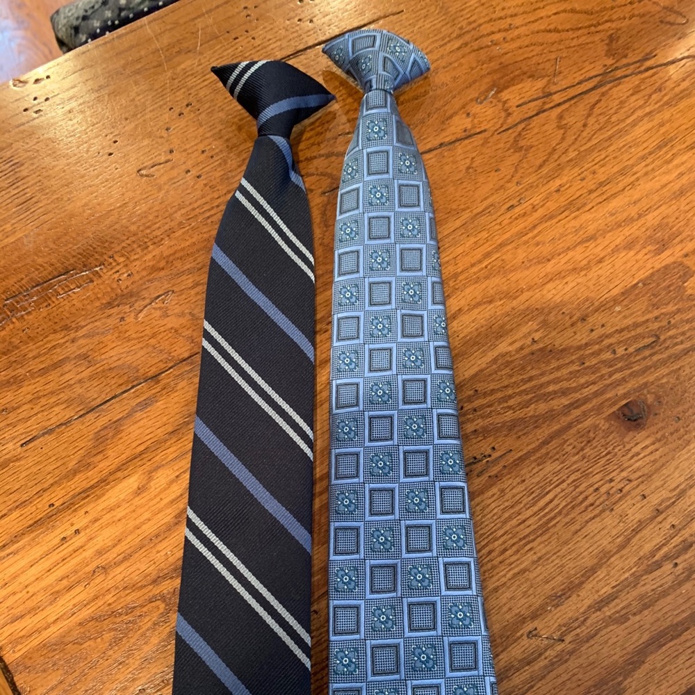 Two Clip On Blue Pattern Youth Ties